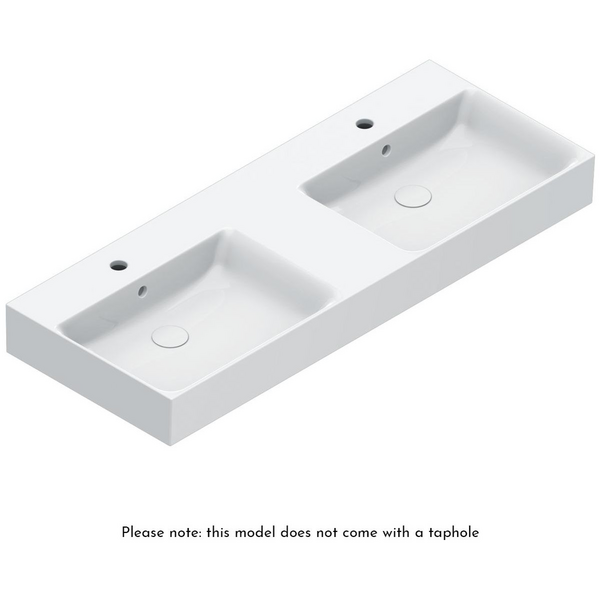 Catalano Premium 1200x470 Double Bowl Basin Without Taphole Gloss White 0221220001