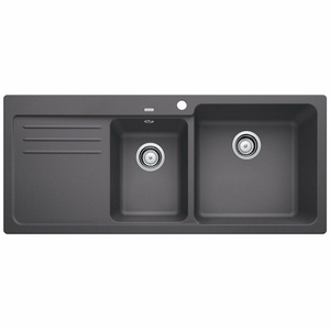 Blanco Bowl and 3/4 Inset Sink with Left Hand Drainer Rock Grey