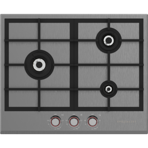 Spezialist 64cm Natural Gas Stainless Steel Plate Cooktop with Black Metal Finish