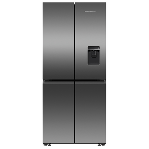 Fisher & Paykel Series 7 498L Quad Door Refrigerator with Ice and Water Black Stainless Steel