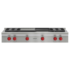 WOLF 122cm LPG Gas Cooktop with Chargrill and Teppanyaki Plate