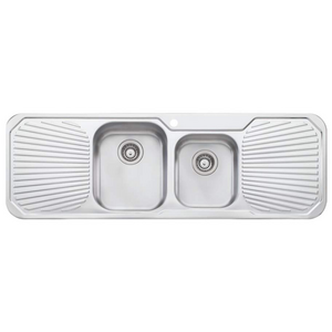 Oliveri Petite 1 and 3/4 Bowl Topmount Sink with Double Drainer