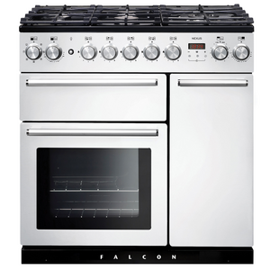 Falcon 90cm Nexus Freestanding Dual Fuel Oven/Stove White and Chrome