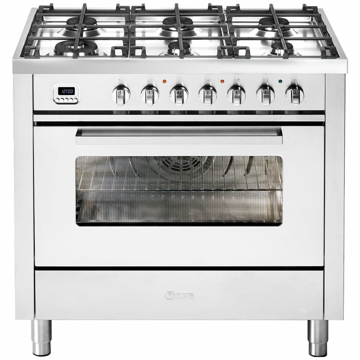 ILVE 90cm Pro Line Freestanding Dual Fuel Stove Oven Stainless