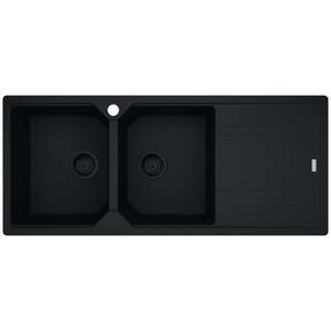 Franke Urban Double Bowl Topmount/Flush Mount Sink with Right Hand Drainer - Matte Black