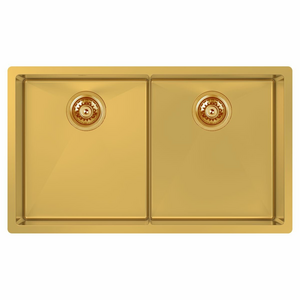 Abey Piazza Double Square Bowl Sink Gold