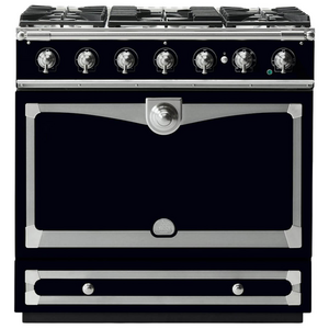 La Cornue Albertine 90cm Dual Fuel Freestanding Oven Shiny Black with Brushed Nickel
