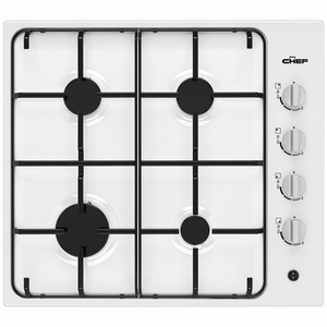 Chef 60cm Natural Gas Battery Ignition Cooktop White