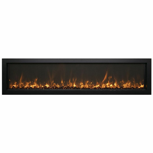 Remii 55 Inch Extra Slim Indoor Built-In Electric Fireplace with Black Steel Surround 102755-XS