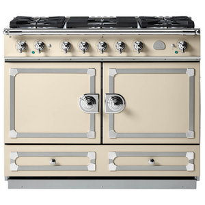 La Cornue Cornufe 110cm Dual Fuel Freestanding Oven Morning Dew with Polished Chrome