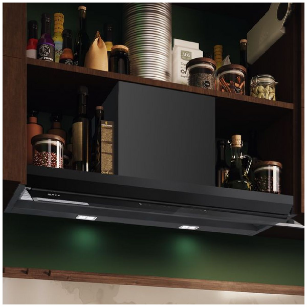 NEFF 90cm N 90 Integrated Rangehood Clear glass black printed Matt Black D99XET2S5