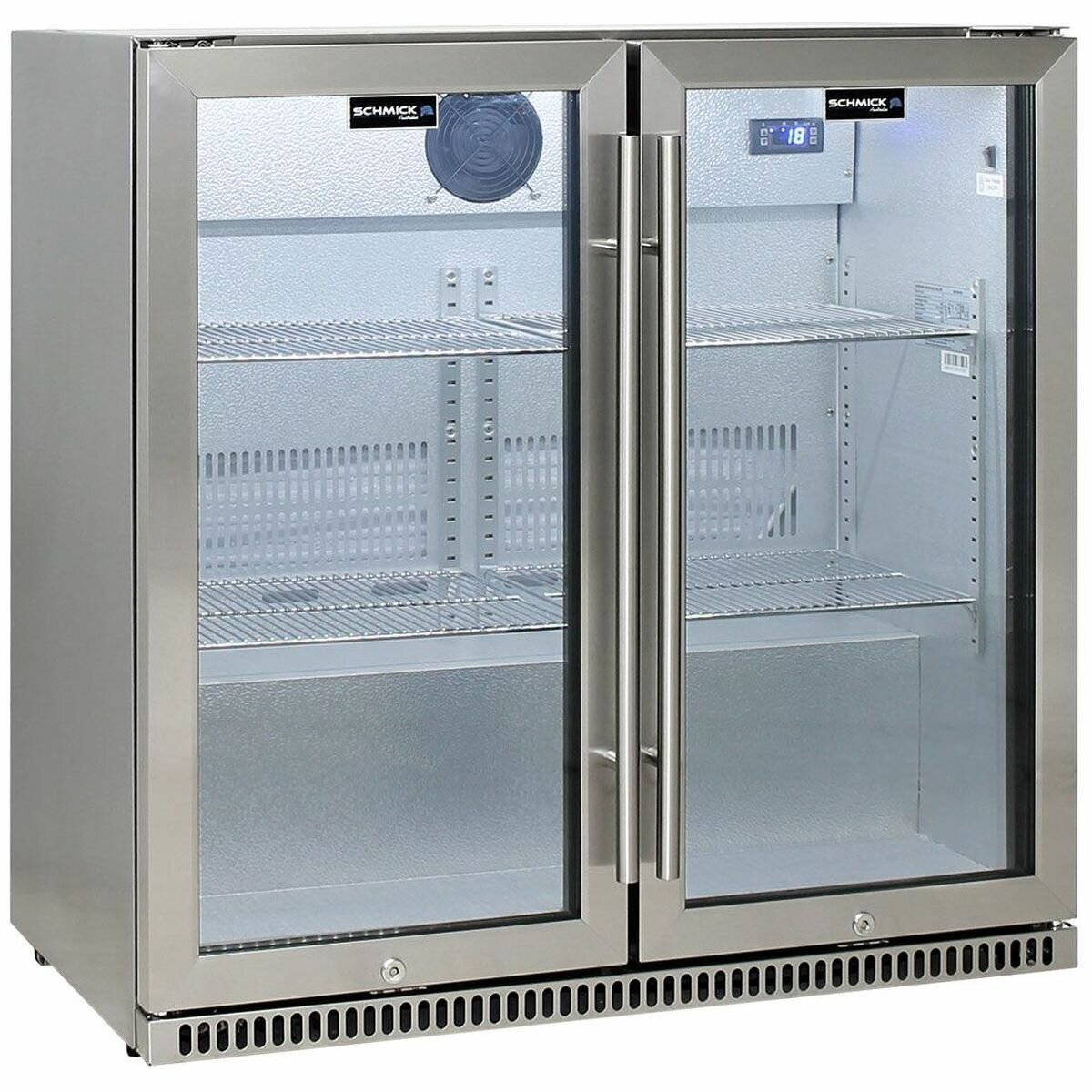 Double glass shop door bar fridge