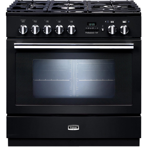 Falcon 90cm Professional FXP Freestanding Dual Fuel Pyrolytic Oven/Stove Black and Chrome PROP90FXPDFGBCH