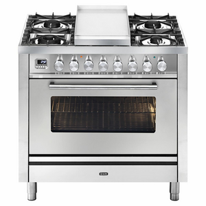 ILVE Professional Plus Series 90cm 6 Burner & Teppanyaki Freestanding Electric Oven with Milano Knobs