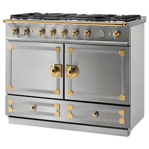 La Cornue Cornufe 110cm Dual Fuel Freestanding Oven Stainless Steel with Polished Brass