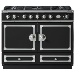 La Cornue Cornufe 110cm Dual Fuel Freestanding Oven Matte Black with Brushed Nickel