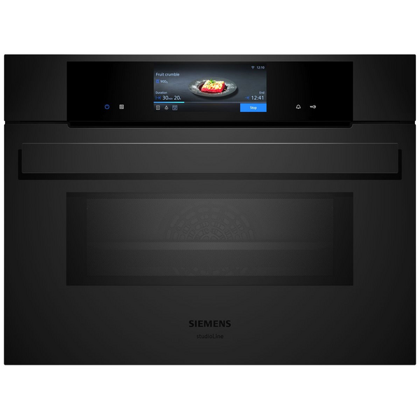 Siemens iQ700 60cm Pyrolytic Compact Oven with Microwave Matte Black CM978GMM1