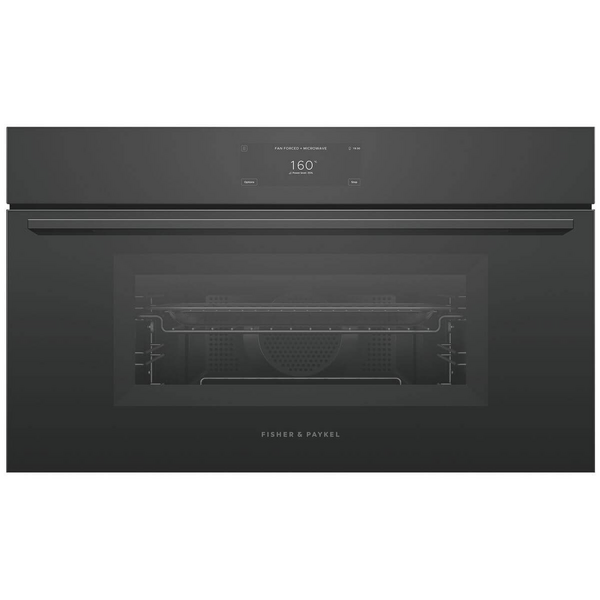 Fisher & Paykel Series 9 76cm Minimal Compact Combi-Microwave Oven with Air Fry Black OM76NMUB3