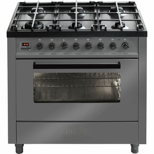 ILVE 90cm Grigio Lusso Freestanding Dual Fuel Oven/Stove