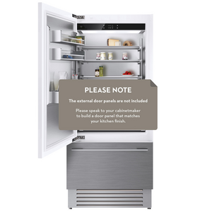 V-ZUG 556L V6000 CombiCooler Supreme 90 Integrated Bottom Mount Fridge Left Hinge