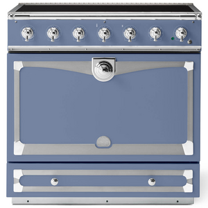 La Cornue Albertine 90cm Induction Freestanding Oven Paris Blue with Polished Chrome