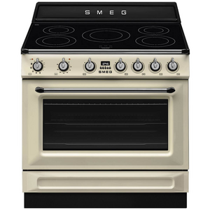 Smeg 90cm Victoria Induction Pyrolytic Freestanding Oven Cream