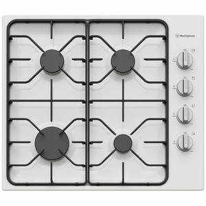 Westinghouse 60cm 4 Burner Natural Gas Cooktop White Enamel