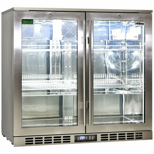 Rhino 208L Heated Glass Two Door Bar Fridge Stainless Steel
