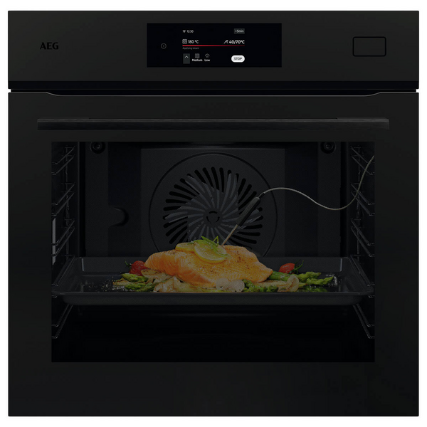 AEG 60cm 8000 Series SteamPro Built-In Combi-Steam Oven - Matte Black NBB8S731AT