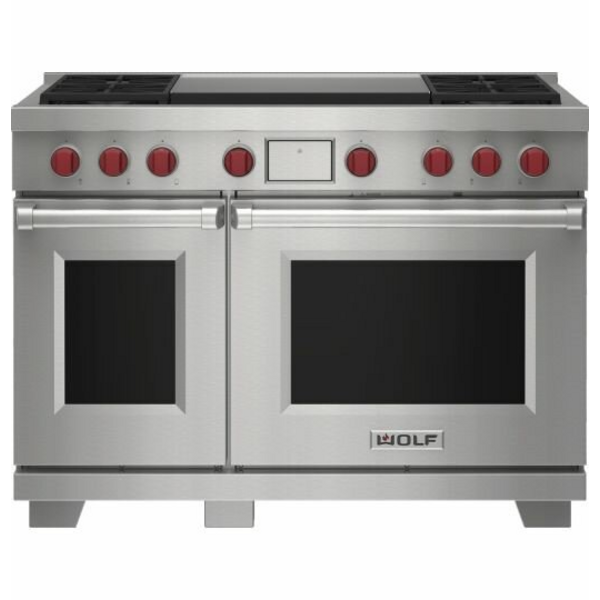 WOLF 122cm Freestanding Dual Fuel Oven/Stove with Dual Teppanyaki - LPG Gas ICBDF48450DGSPLPG