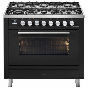 ILVE Professional Plus 90cm Freestanding Dual Fuel Oven/Stove Graphite with Milano Knobs P096DWE3MG
