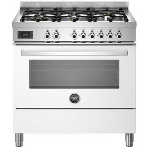 Bertazzoni 90cm Professional White Dual Fuel Freestanding Oven