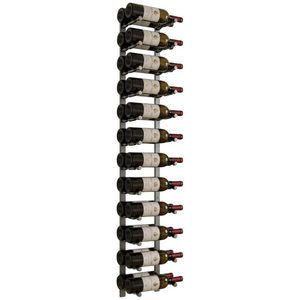 KingsBottle 24 Bottle Offset Peg Metal Rail Wall-Mounted Wine Rack RAIL1368-WPH02MBK