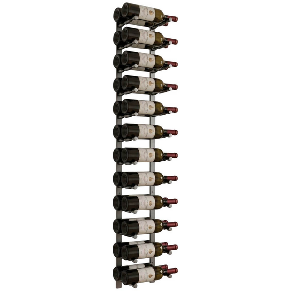 KingsBottle 24 Bottle Offset Peg Metal Rail Wall-Mounted Wine Rack RAIL1368-WPH02MBK