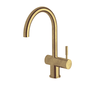 Sussex Taps Voda Curved Sink Mixer Tap Living Tumbled Brass VSMC-23