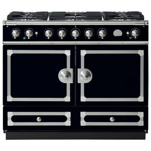 La Cornue Cornufe 110cm Dual Fuel Freestanding Oven Shiny Black with Brushed Nickel