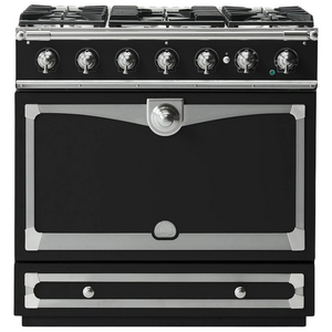 La Cornue Albertine 90cm Dual Fuel Freestanding Oven Matte Black with Brushed Nickel