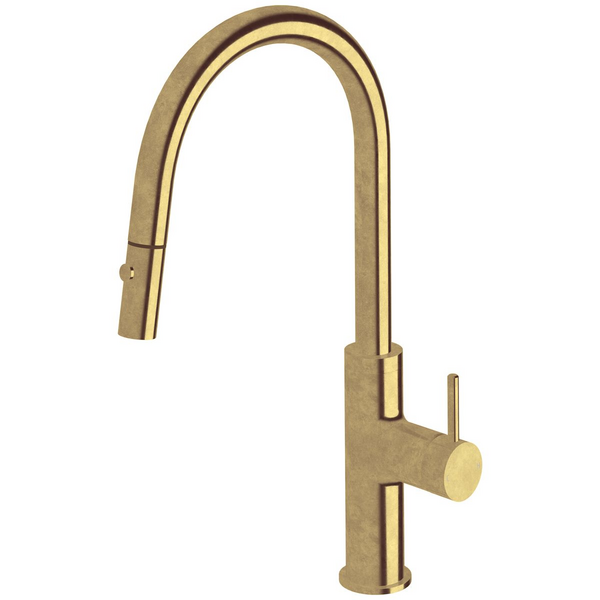 Sussex Taps Virgo Sink Mixer Pull Out Spray Tap Living Tumbled Brass VGSMPOS01-23