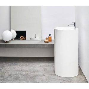 Studio Bagno Ovvio Column Basin with No Tap Hole - Gloss White 1455