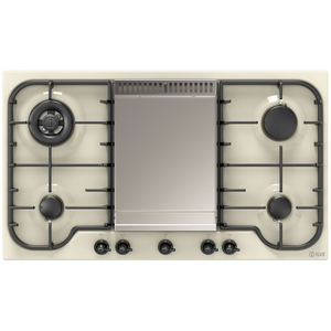 ILVE Nostalgie 86cm Gas Cooktop with Fry Top Antique White and Burnished