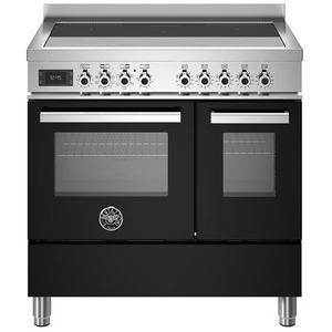 Bertazzoni Professional Series 90cm 5-Zone Induction Cooktop with Electric Double Oven Cooker Nero