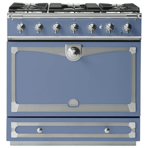 La Cornue Albertine 90cm Dual Fuel Freestanding Oven Paris Blue with Brushed Nickel