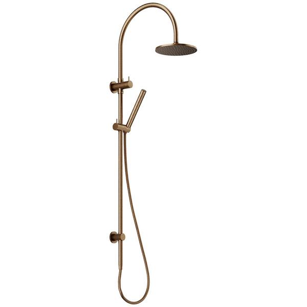 Astra Walker Icon Exposed Shower with 200mm Rose and Hand Shower and Integrated Diverter Aged Brass A6924V305