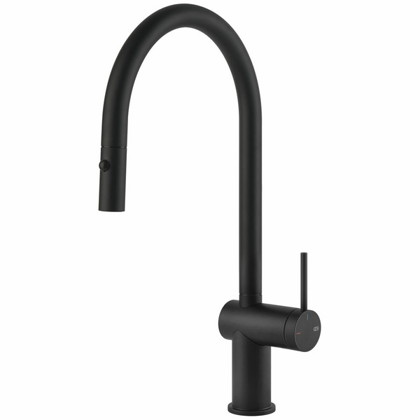 Gessi Inedito Pull Out Dual Function Spray Kitchen Mixer Tap Black 60413B