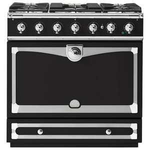 La Cornue Albertine 90cm Dual Fuel Freestanding Oven Matte Black with Polished Chrome