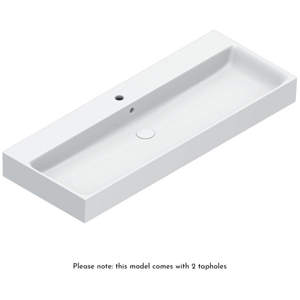 Catalano Premium 1200x470 Basin With 2 Lateral Tapholes Gloss White 0221202001
