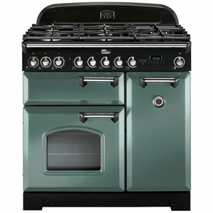 Falcon 90cm Classic Deluxe Freestanding Dual Fuel Oven/Stove Mineral Green and Chrome