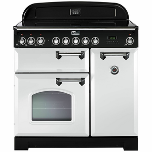Falcon 90cm Classic Deluxe Freestanding Induction Oven/Stove White and Chrome