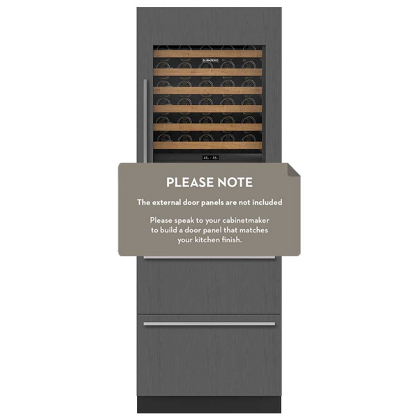 Sub-Zero Designer Dual Zone Integrated Wine Storage Cabinet with Refrigerator Drawers - Right Hinge ICBDET3050WRRH