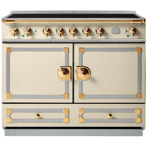 La Cornue Cornufe 110cm Induction Freestanding Oven Morning Dew with Polished Brass